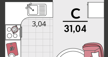 1-к. квартира, 31&nbsp;м²