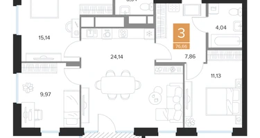3-к. квартира, 76&nbsp;м²