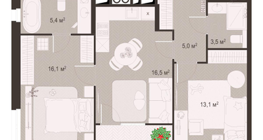 2-к. квартира, 63 м²