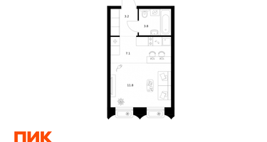 Студия, 25 м²