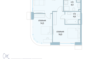 2-к. квартира, 63 м²