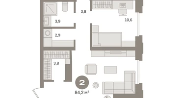 2-к. квартира, 85&nbsp;м²