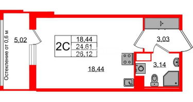 Студия, 24&nbsp;м²