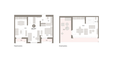 2-к. квартира, 121&nbsp;м²