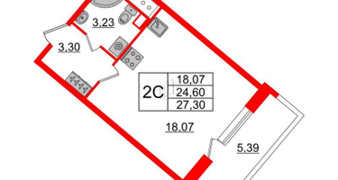 Студия, 24 м²