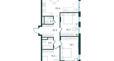 3-к. квартира, 88&nbsp;м²