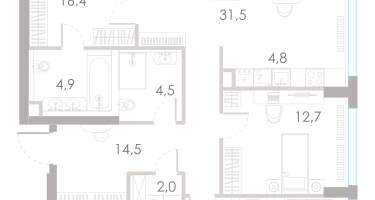 4-к. квартира, 114&nbsp;м²