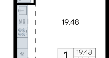 Студия, 38 м²