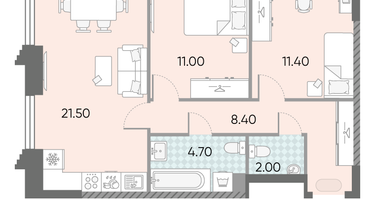 Студия, 59&nbsp;м²