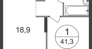 1-к. квартира, 41&nbsp;м²