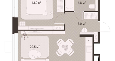 1-к. квартира, 43 м²