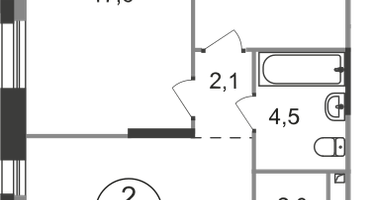 2-к. квартира, 58 м²