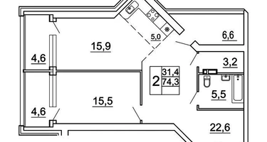 2-к. квартира, 78 м²
