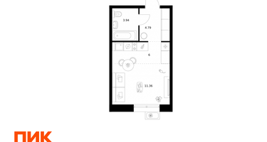 Студия, 26 м²