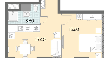 Студия, 36 м²