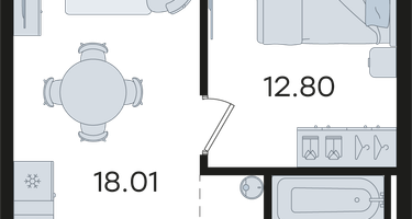 1-к. квартира, 39 м²