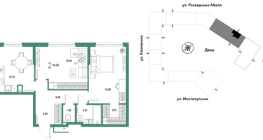 2-к. квартира, 65 м²