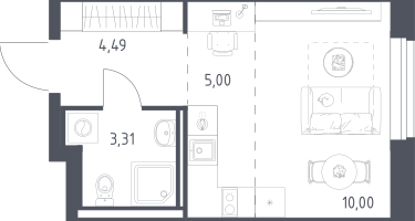 Студия, 22&nbsp;м²