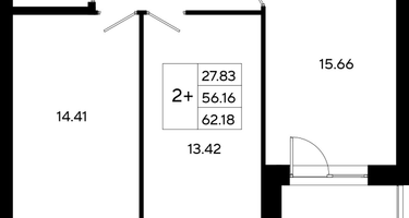 2-к. квартира, 62&nbsp;м²