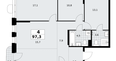 4-к. квартира, 97&nbsp;м²