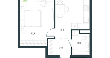 1-к. квартира, 37&nbsp;м²