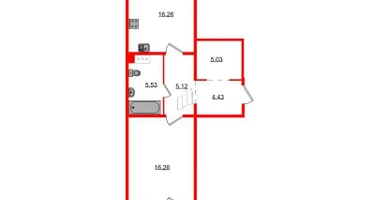 1-к. квартира, 54&nbsp;м²