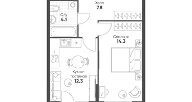 1-к. квартира, 39&nbsp;м²