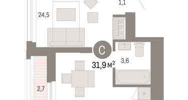 Студия, 31&nbsp;м²