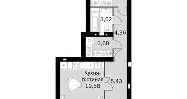 1-к. квартира, 50&nbsp;м²