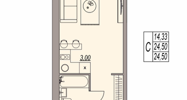 Студия, 24&nbsp;м²