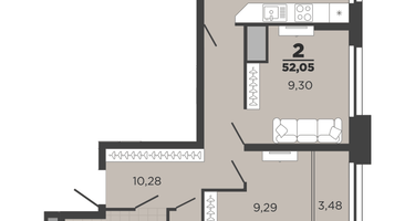 2-к. квартира, 52&nbsp;м²