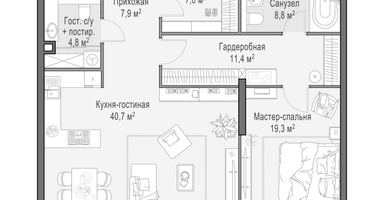 2-к. квартира, 99&nbsp;м²