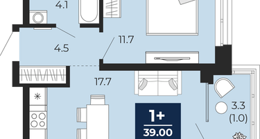 1-к. квартира, 38 м²
