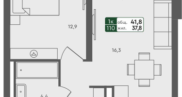 1-к. квартира, 41&nbsp;м²