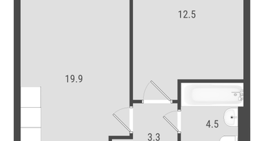 1-к. квартира, 39&nbsp;м²