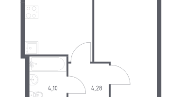 1-к. квартира, 34&nbsp;м²