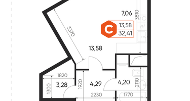 Студия, 32&nbsp;м²