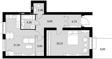 3-к. квартира, 73 м²