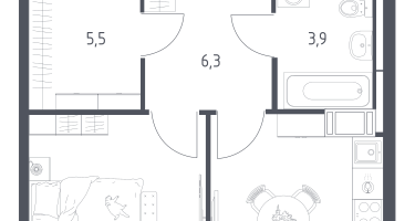 1-к. квартира, 35&nbsp;м²