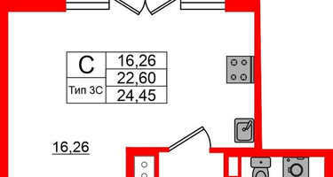 Студия, 22 м²