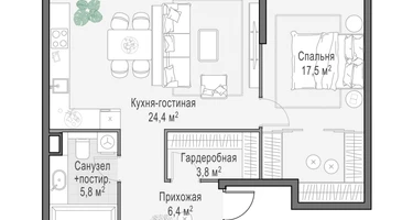 2-к. квартира, 57&nbsp;м²