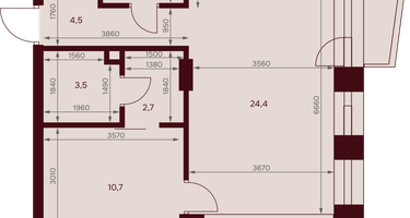 1-к. квартира, 52&nbsp;м²