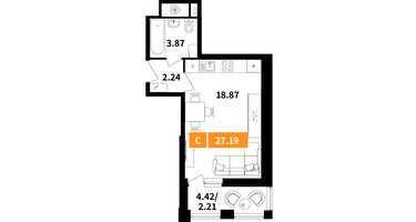 Студия, 27 м²