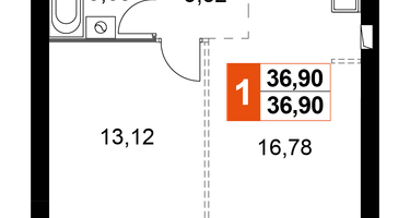 1-к. квартира, 36&nbsp;м²