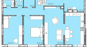 2-к. квартира, 98&nbsp;м²