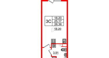 Студия, 25&nbsp;м²