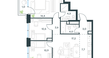 4-к. квартира, 75&nbsp;м²