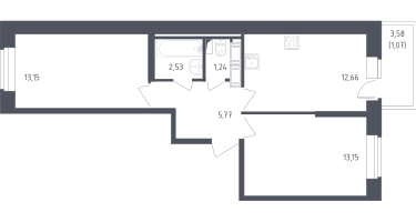 2-к. квартира, 50&nbsp;м²