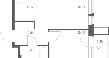 Студия, 38&nbsp;м²