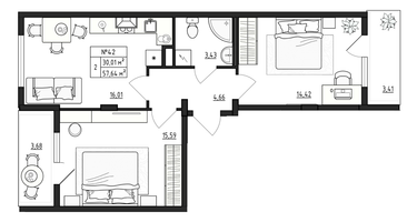 Студия, 57&nbsp;м²